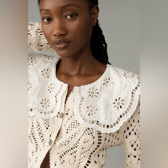 NWT Dolan Left Coast | Anthropologie Lace-Collar Crochet Cardigan/ Jacket, Small - Picture 2 of 12